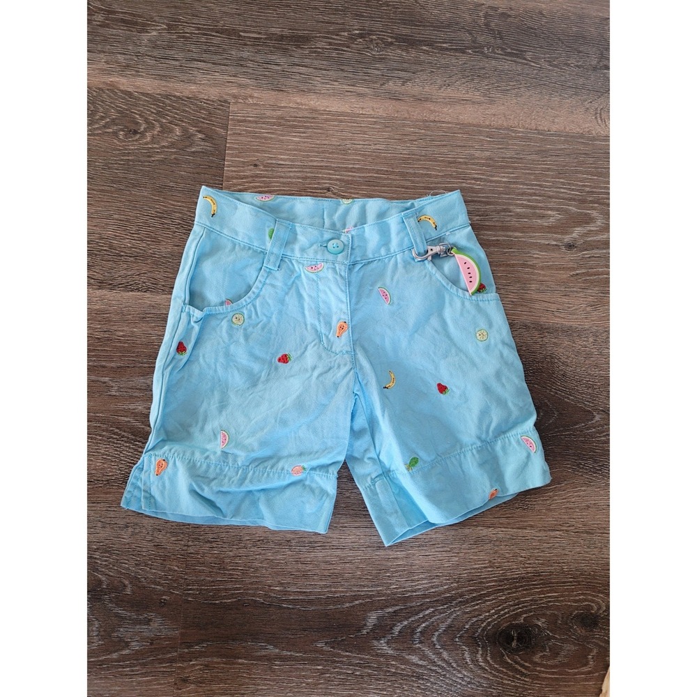 Gymboree Toddler Girl 3 Blue Fruit Embroidered Shorts Watermelon Keychain #1